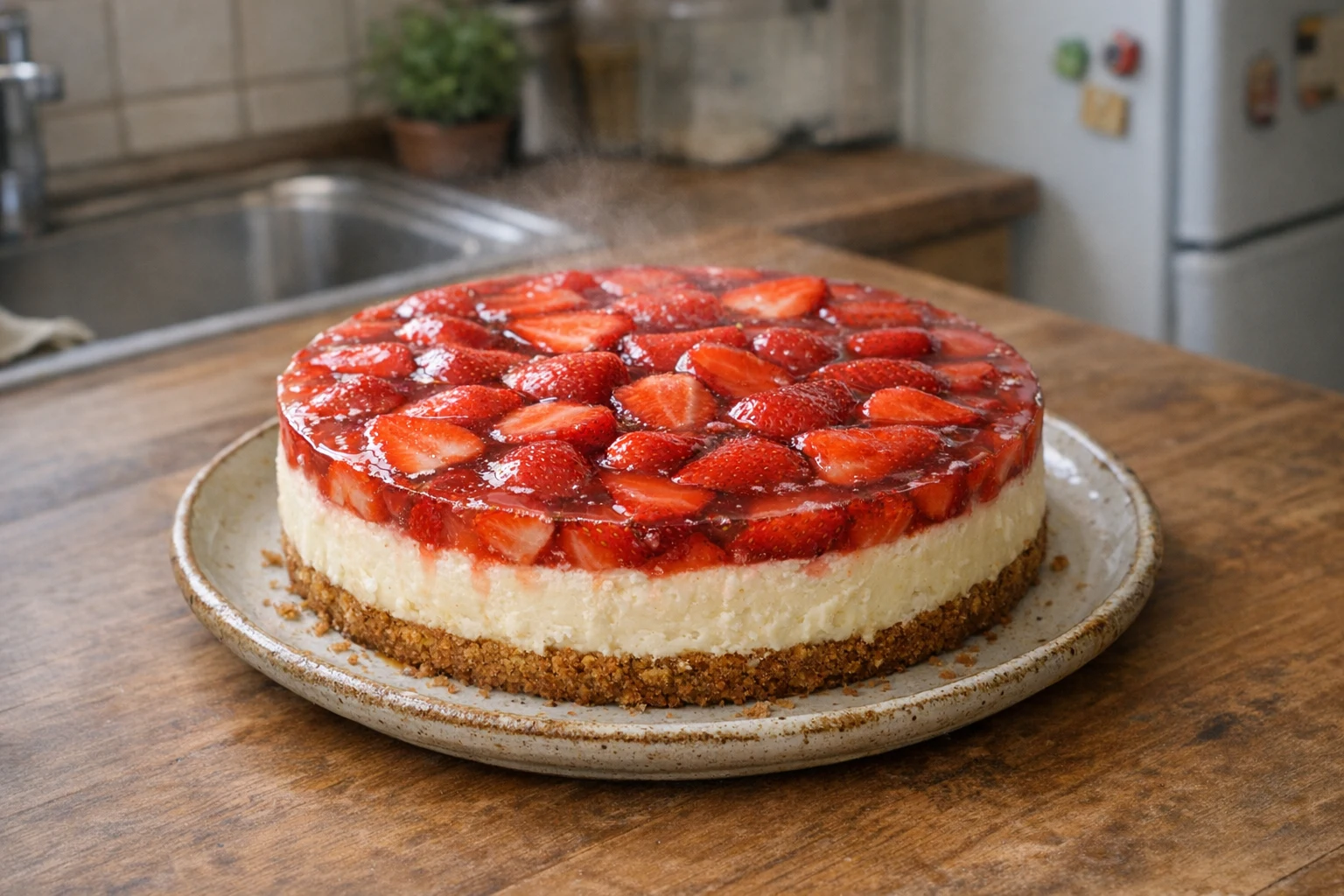 Sült epres sajttorta