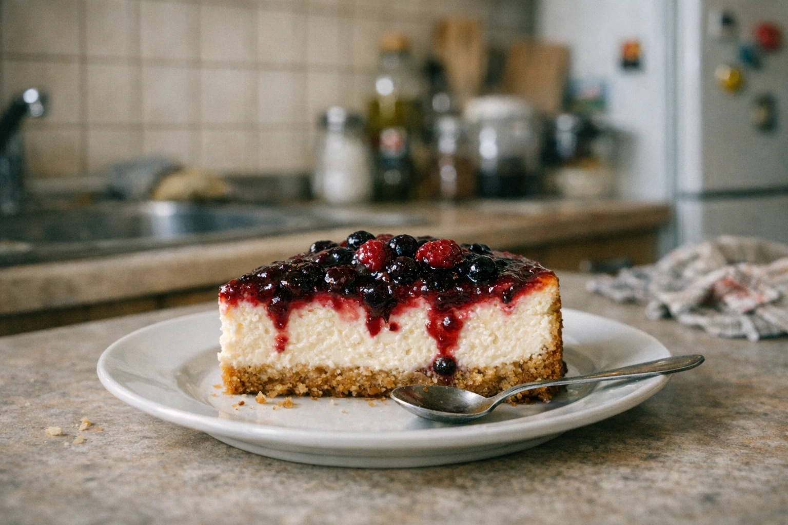 Túrós sajttorta erdei gyümölcsökkel