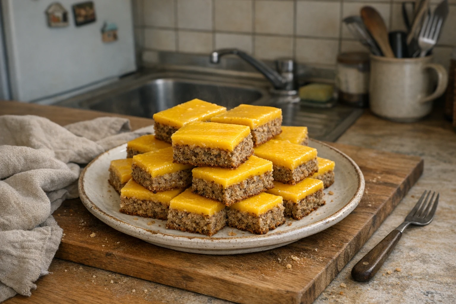 Diós szelet tojássárgájás mázzal